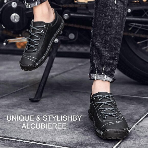 〽️Men\'s Black Alcubieree Leather Casual Comfortable Lightweight Loafers